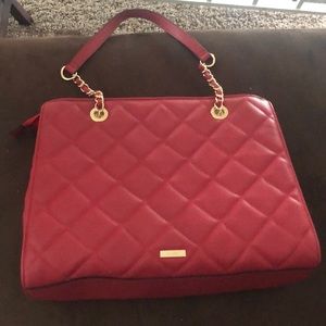 Red quilted stitch purse